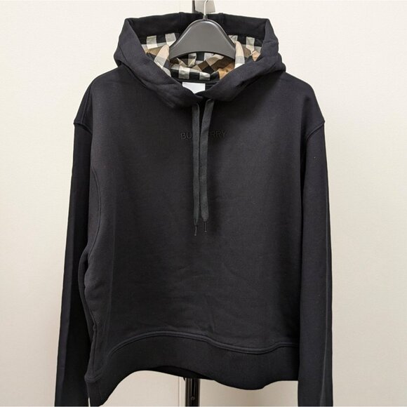 Burberry Women’s Talley Vintage Check Hoodie Black S - Picture 2 of 9